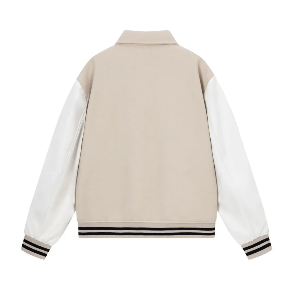 Women's woolen jacket with stickers bone embroidery in apricot colour, autumn winter outerwear