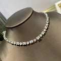Moissanite single row full diamond collarbone chain necklace for women in silver with geometric design