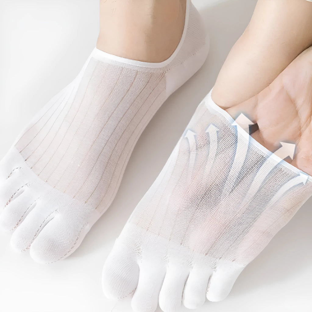Modal cotton five-finger boat socks in black, dark grey, khaki, light grey and white colours