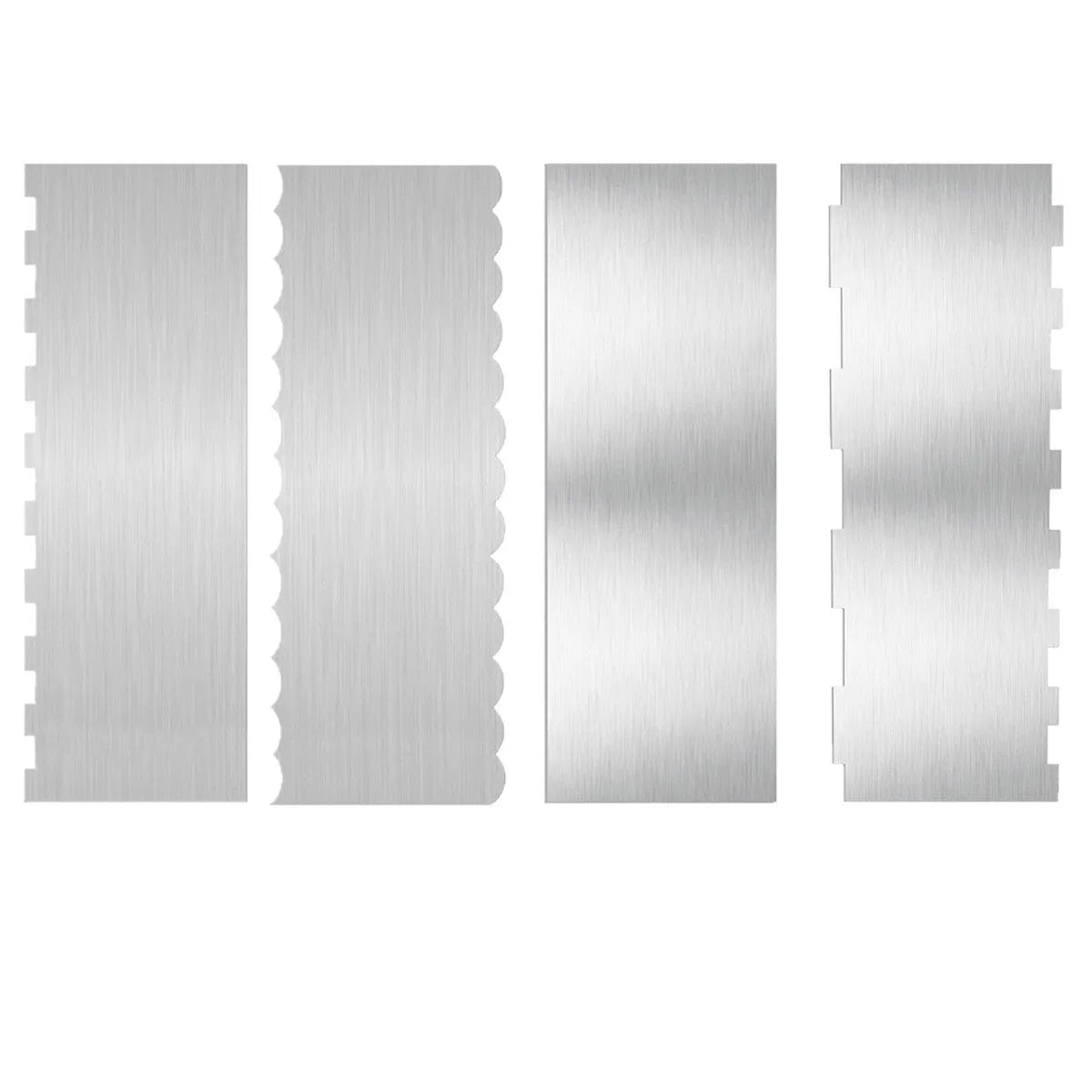 Stainless steel cream scraper with polygon patterned edge for cake decorating