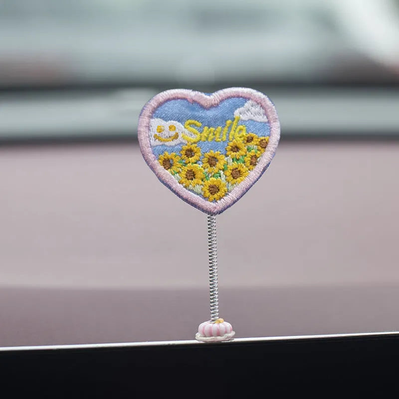 PVC cartoon duckling car interior decoration set with six small ducks and one Hello sign