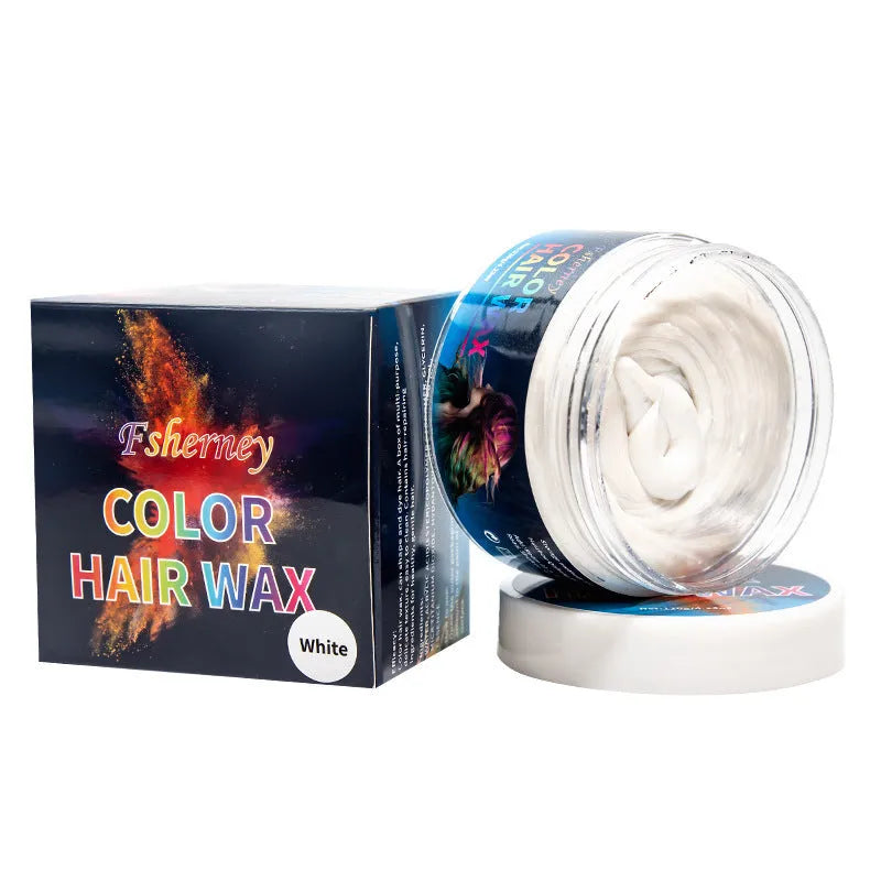 A 120g pot of hair styling clay in one of nine colours, including blue, green, purple, and red.