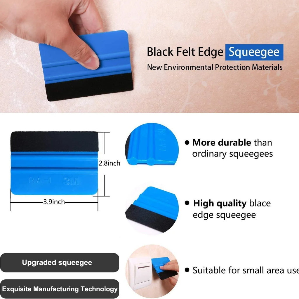 Plastic car film smoothing tool set for automotive window tint and vehicle wrap installation