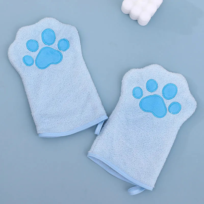 Glove Dog quick-drying absorbent pet towel in coral fleece, 15x22cm, available in pink, sky blue, and gray