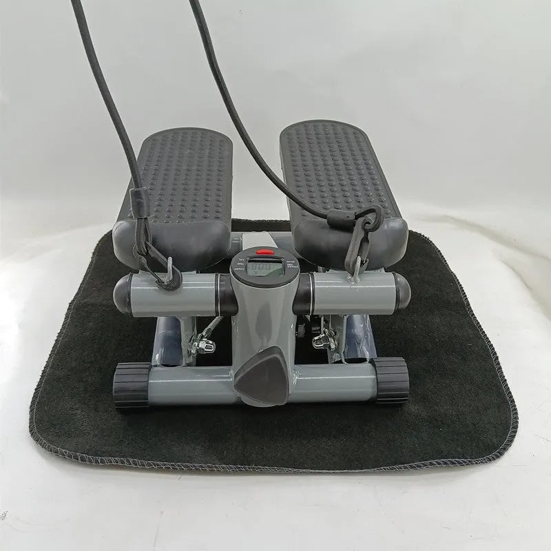 Silver grey household mini treadmill with hydraulic resistance and foldable pedals