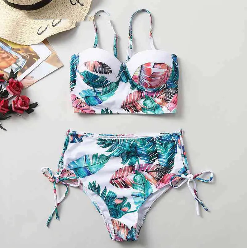 White summer bikini set push up with ultra-thin mold cup for women, rabbit fur fabric, sizes S-XL
