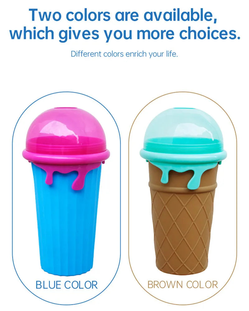 Blue 500ml slushy maker cup for quick-frozen smoothies and homemade ice cream