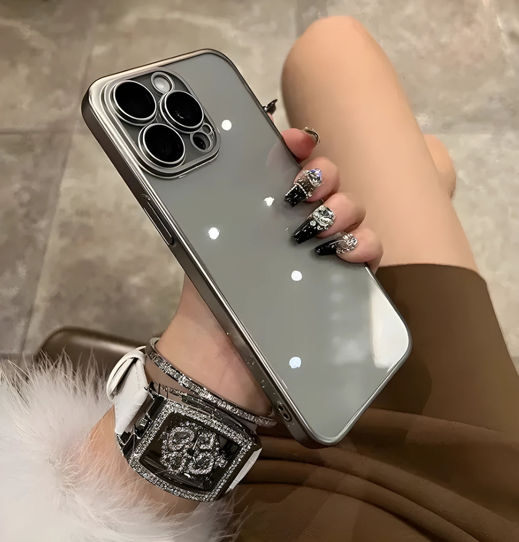 Electroplated frosted edge PC phone case for iPhone, black colour, anti-fall protective sleeve