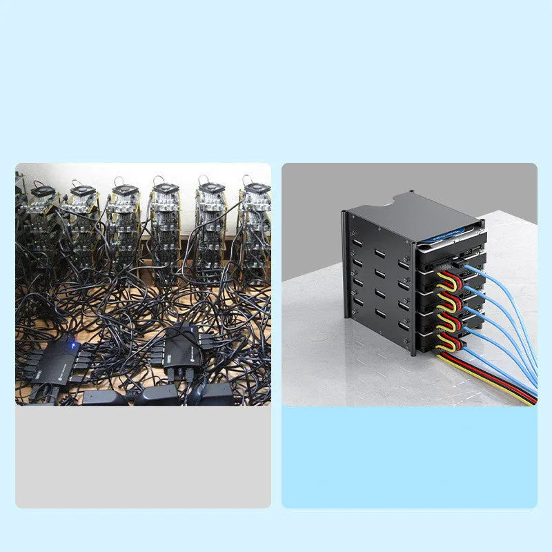 Black 5-layer metal hard drive storage bracket for 3.5-inch drives, 145x140x115mm, with screwdriver