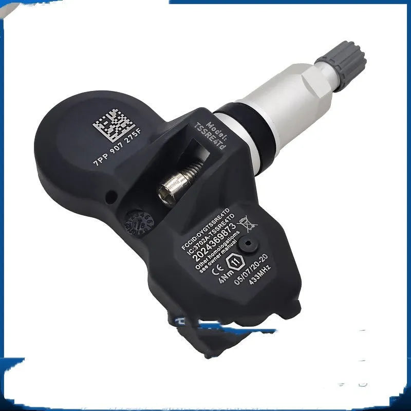 Black car tyre pressure monitoring sensor for Audi vehicles, single unit.