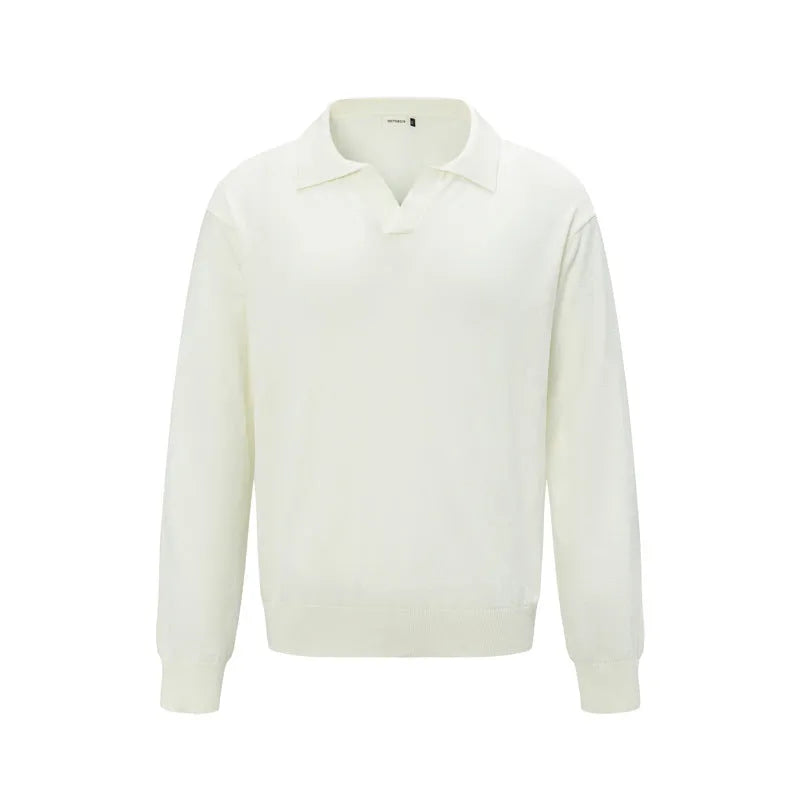 Man's loose-fitting, pullover-style acrylic-blend bottoming shirt in dark grey.