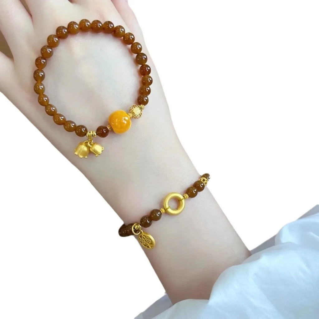 Women's New Chinese style bracelet with Lily floral design and electroplated finish