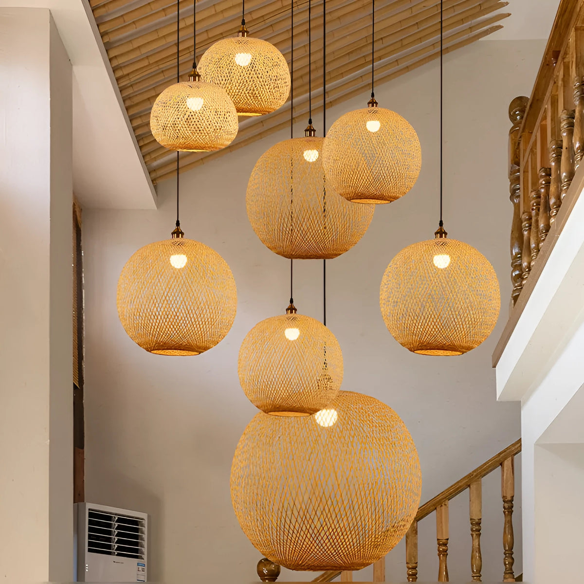 Pastoral ceiling chandelier with 20cm to 55cm diameter options and three-head combinations, 220V, for bedroom or tea room