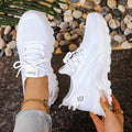 Women's low-top mesh sports shoes with platform heel in multiple colour options