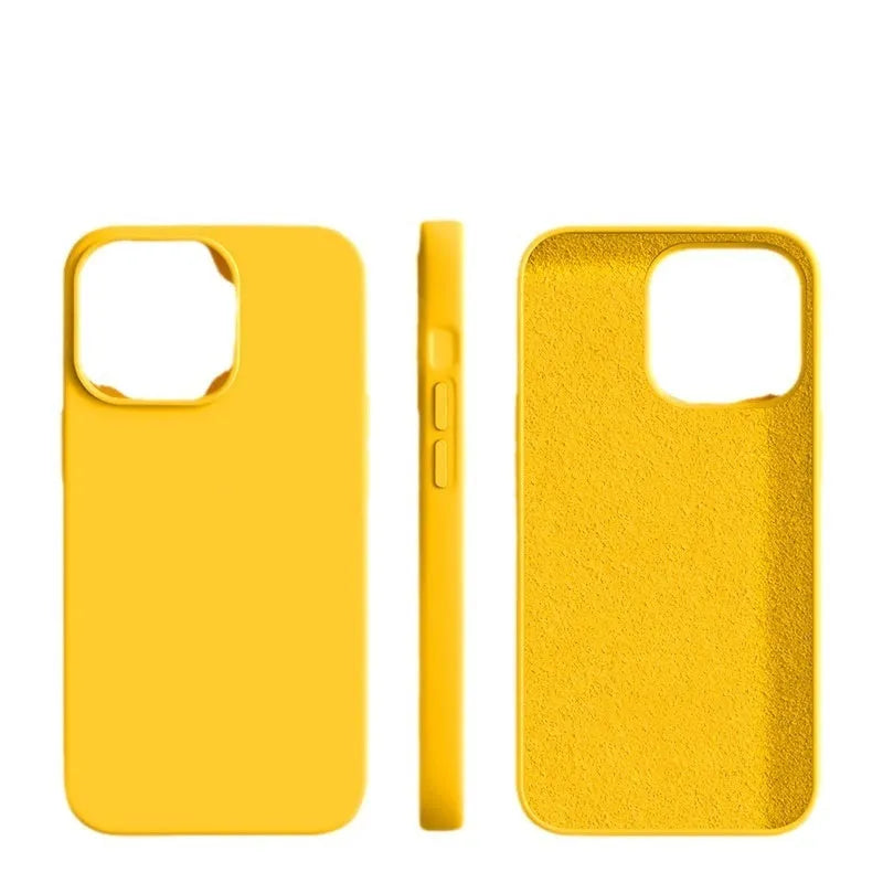 Frosted liquid silicone phone case for iPhone in sunflower colour with all-inclusive fit and cream glue texture