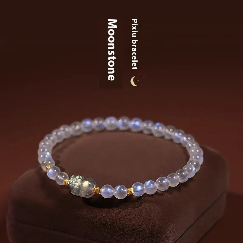 Moonstone women's bracelet with zodiac modelling in fashion blue light colour and national style design