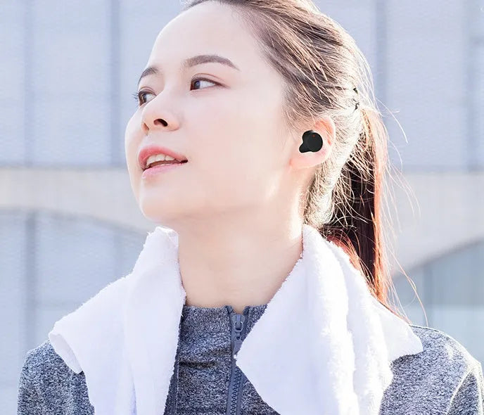 M8 Bluetooth earbuds with charging case, touch control, Black Pink White, 10mm dual drivers, 250mAh case.