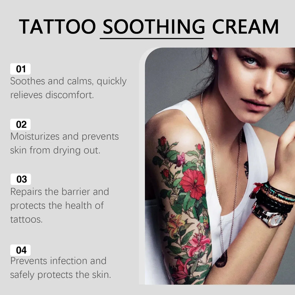 20g tattoo soothing neck cream container with botanical active ingredients for post-tattoo care