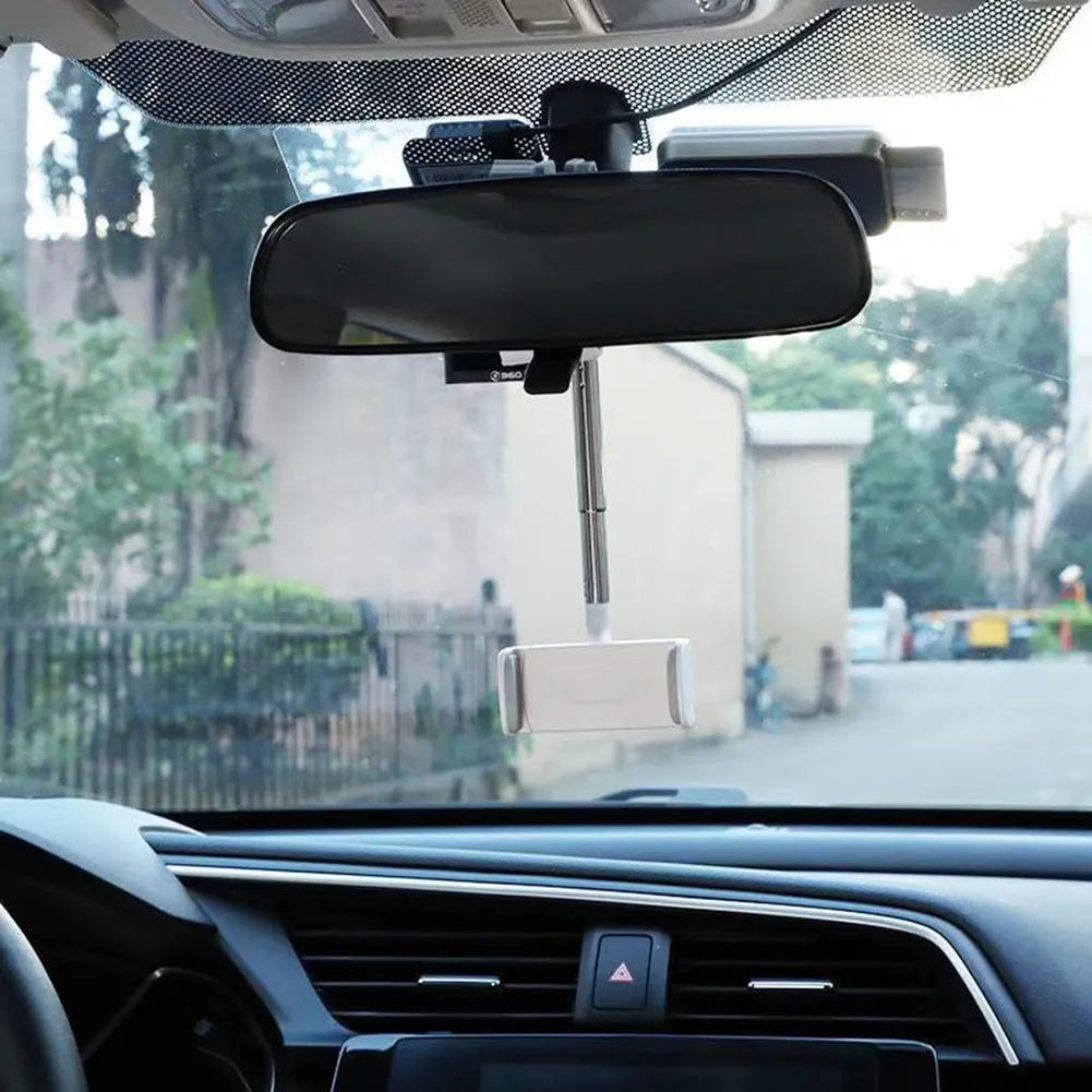 Car windscreen phone holder with 360-degree rotation mechanism and foam-lined smartphone cradle