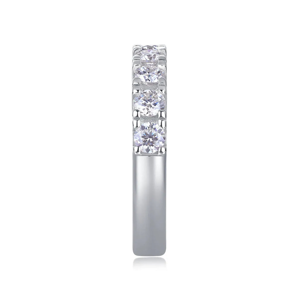 Lucky moissanite wedding ring set in S925 silver with platinum plating, sizes 5-9, gift box and GRA certificate.
