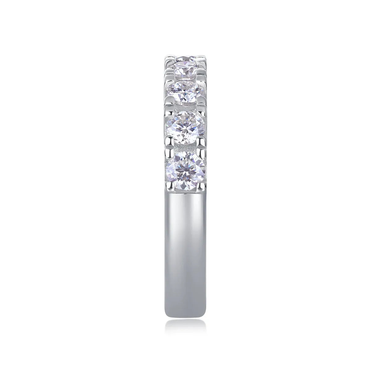 Lucky moissanite wedding ring set in S925 silver with platinum plating, sizes 5-9, gift box and GRA certificate.