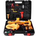 Yellow electric car jack set with electric wrench for vehicle maintenance
