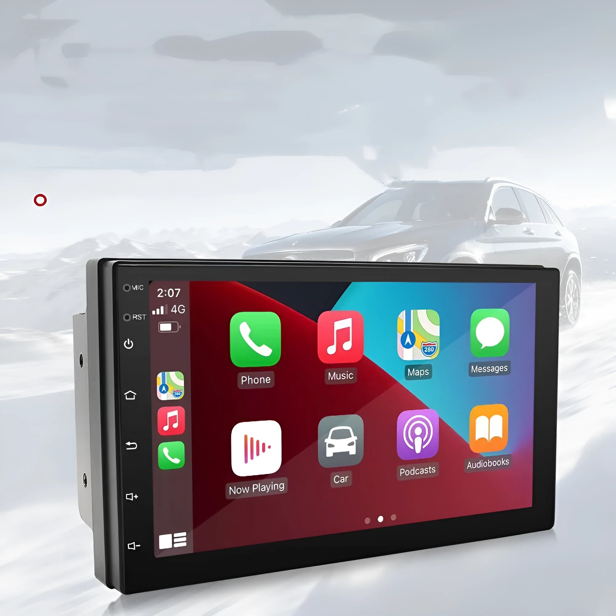 Universal black car MP5 player with 7-inch touchscreen for GPS navigation and radio