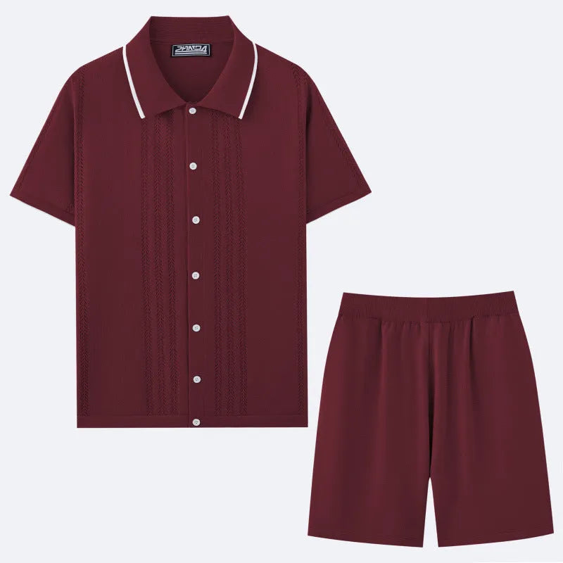 Tencel viscose knitwear set with short sleeve top and matching shorts in European sizing