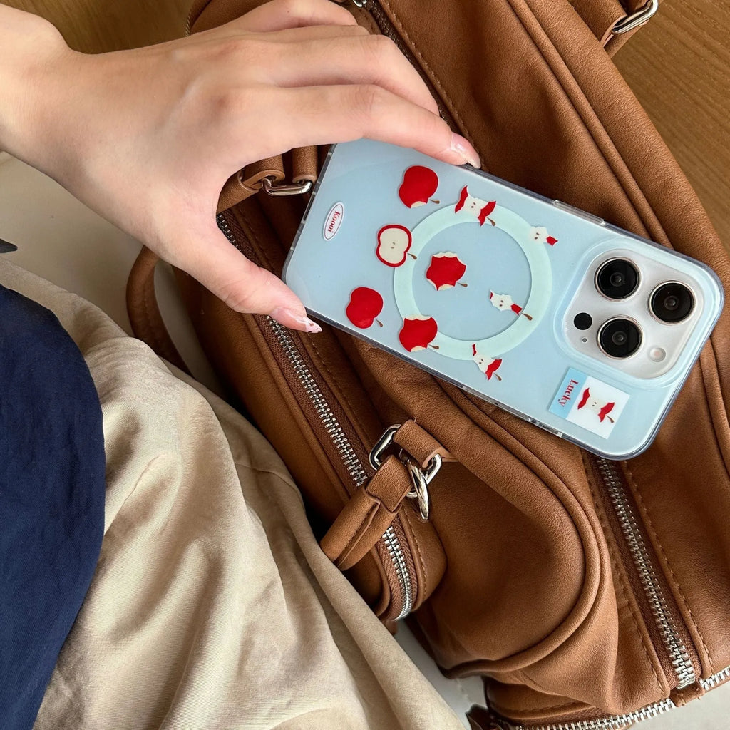 Blue magnetic TPU phone case for Apple iPhone 13-16 series with embossed back
