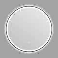 Round black aluminium frame LED bathroom mirror mounted on wall