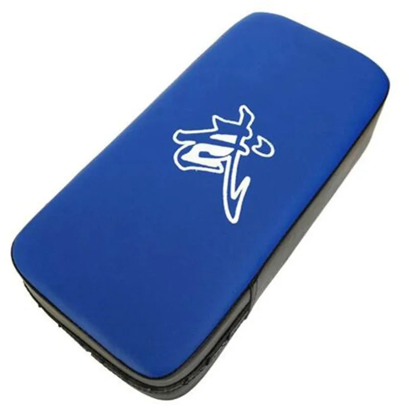 Thickened square foot boxing target in blue or red with vertical stripes for martial arts training