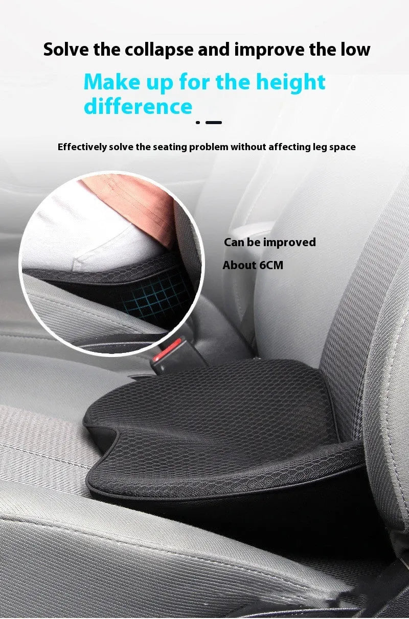 Flat car seat cushion with memory foam filler in beige, black, brown, and red colour options.