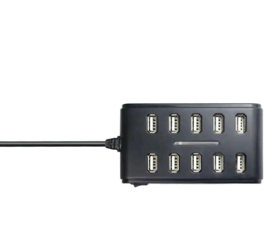 10-port USB 2.0 hub with indicator light for computer connectivity