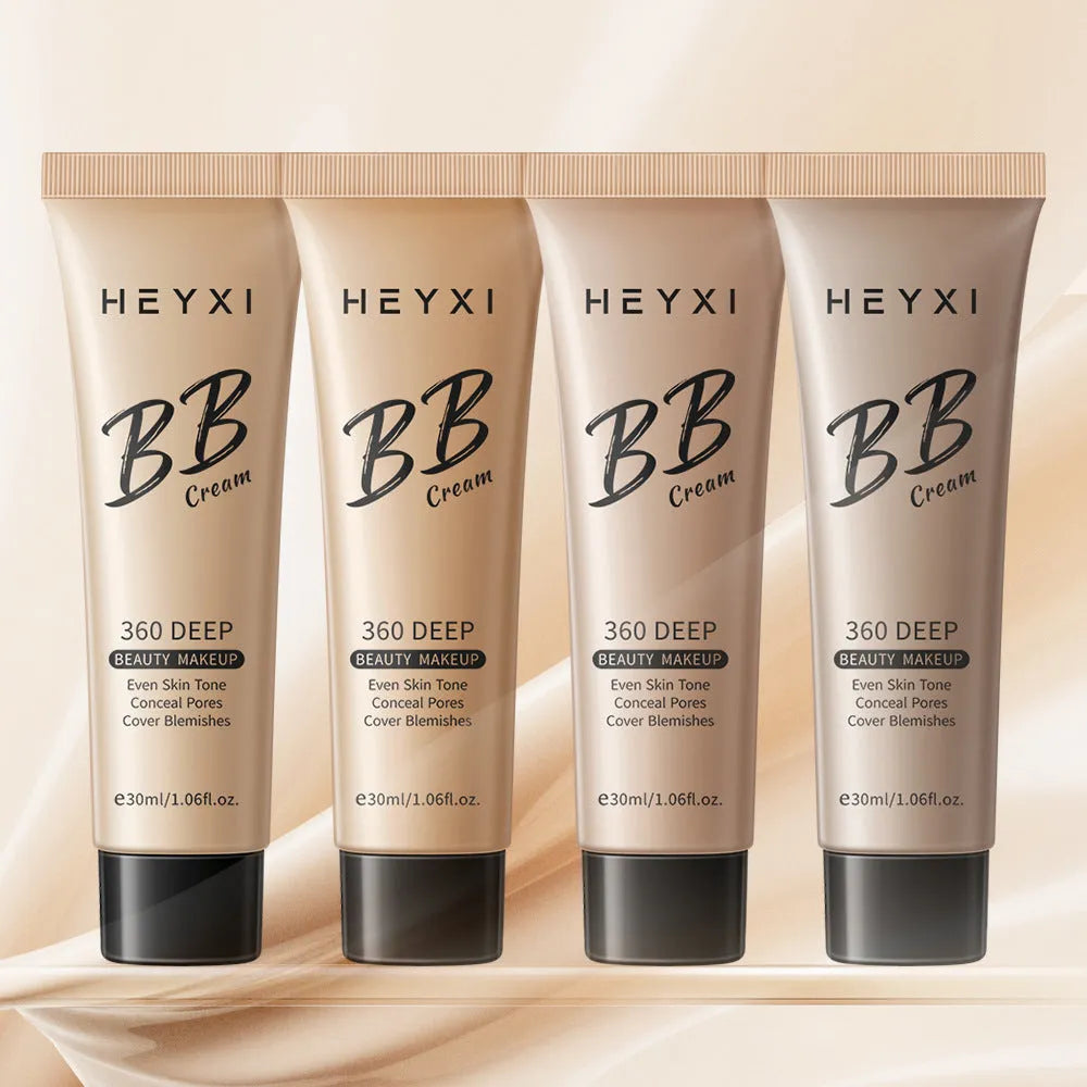 BB cream cosmetic tube in one of four shades (01, 02, 03, 04), waterproof and sweat-resistant formulation.