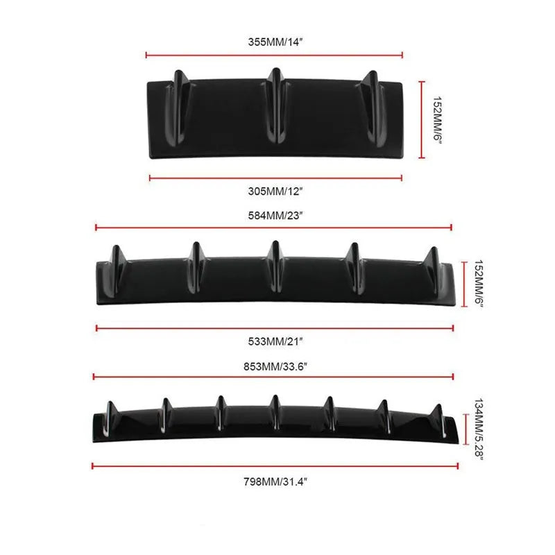 Universal ABS rear spoiler rear shovel in bright black or carbon pattern for GM vehicles, small medium large