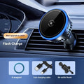 Magnetic car wireless charger navigation rack in black with Type-C input for dashboard mounting