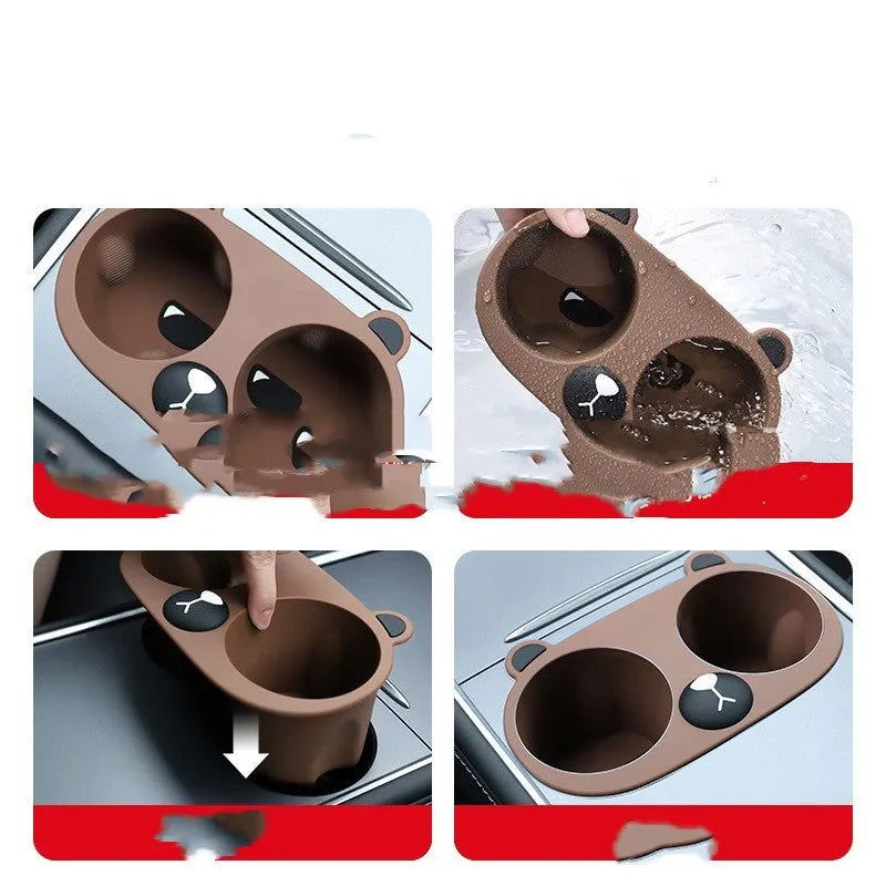 Silicone car cup holder adapter insert for central console drink stabilisation