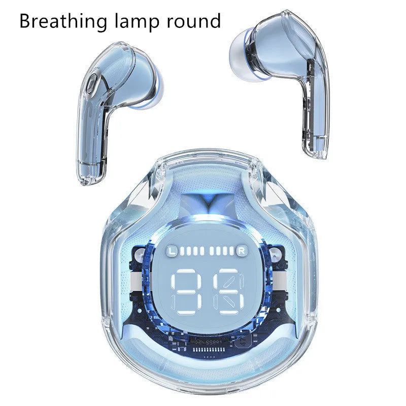 A wireless in-ear Bluetooth headset shown in one of its five colour options: white, black, pink, sky blue, or violet.