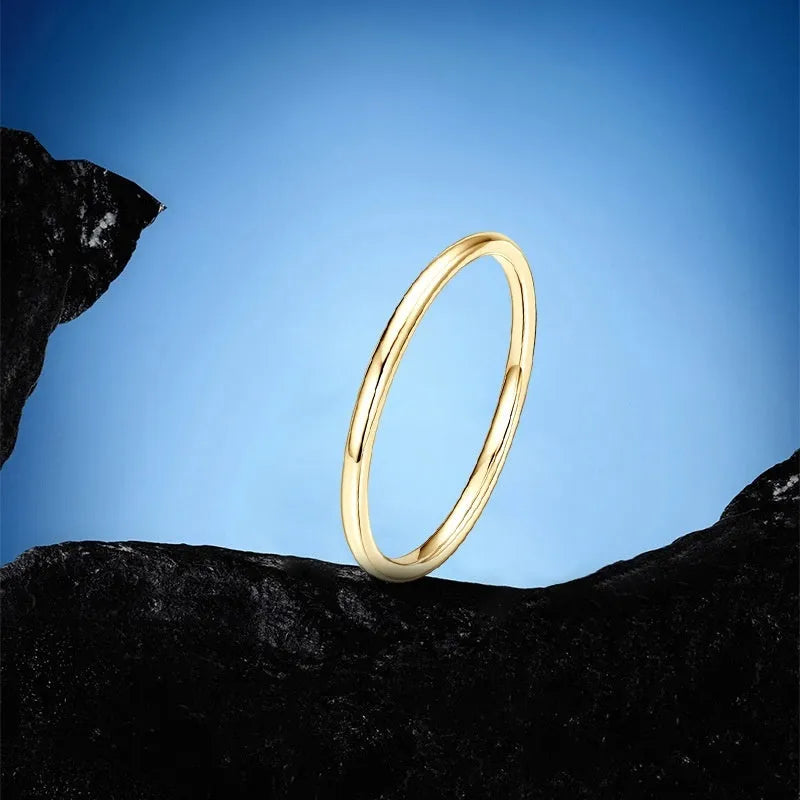 Simple geometric S925 sterling silver bracelet ring shown on a finger, with k gold and k platinum plated version options.