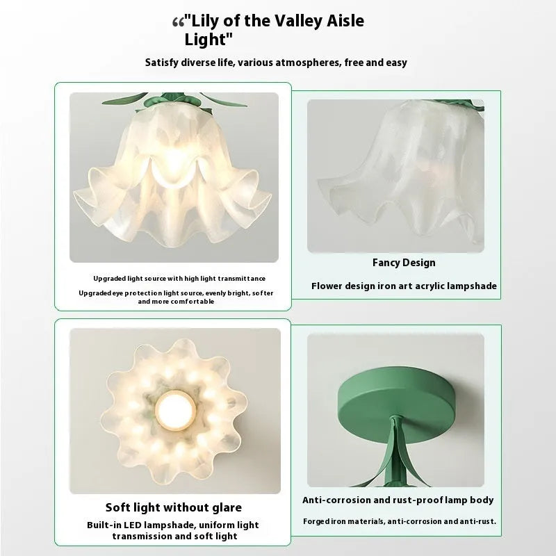 Cream Linglan Flower modern aisle corridor light with three-colour changing and dimming options