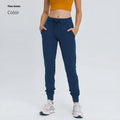 Women's high waist yoga pants with drawstring in cotton blend fabric for fitness activities