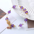 Purple crystal women's bracelet with micro-inlaid cherry blossom pattern and sweet style