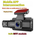 Front car driving recorder with 3-inch screen mounted on a car windscreen.