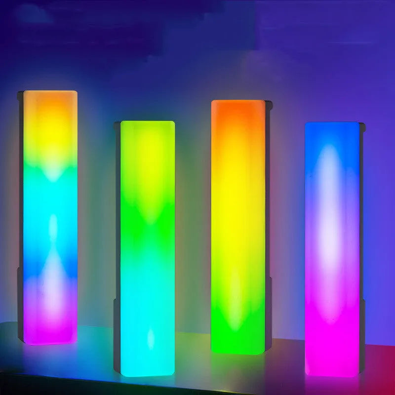 3D RGB voice-activated rhythm ambiance lamp in black or white shell with USB cable