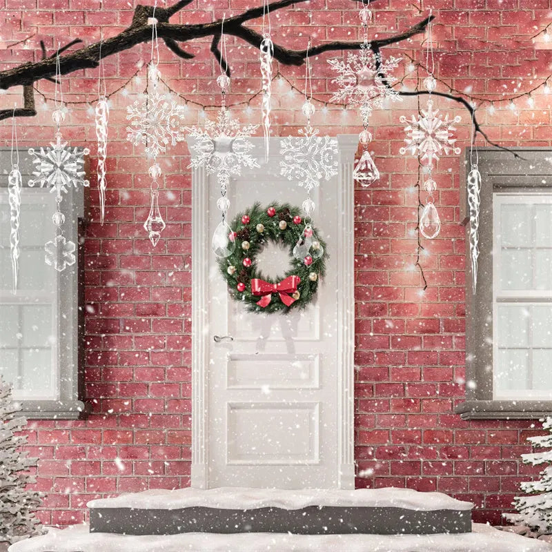 Ten transparent acrylic ice cone Christmas ornaments with hanging ribbon