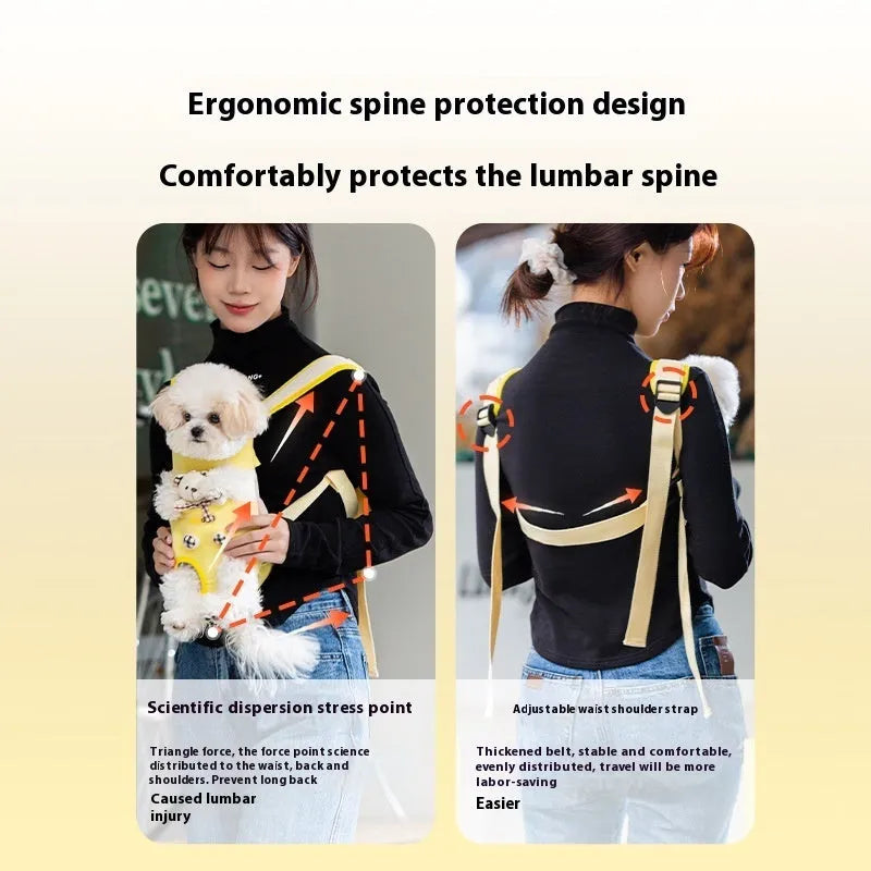 Cute cartoon animal pattern chest bag for cats in four colour options and sizes