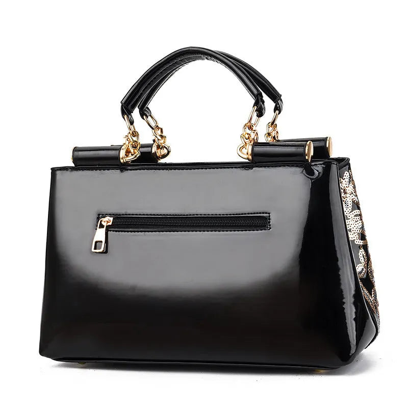 Fashion sequins handbag for women, large horizontal square PU shoulder bag with embroidery and sequins, available in multiple colours
