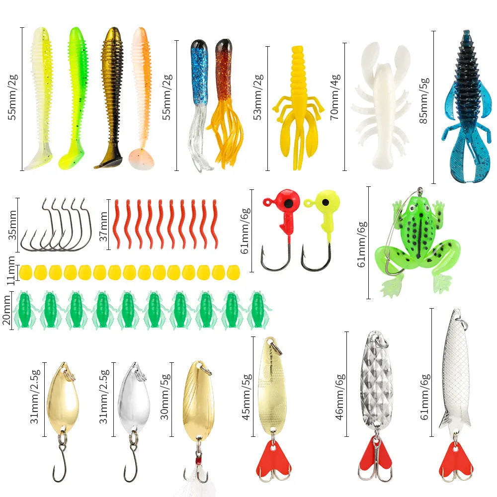 Closed blind box containing a 24-piece metal Christmas Mino Bog fishing set with tackle.