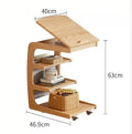 Movable solid wood side cabinet with wheels in walnut colour 40cm wide