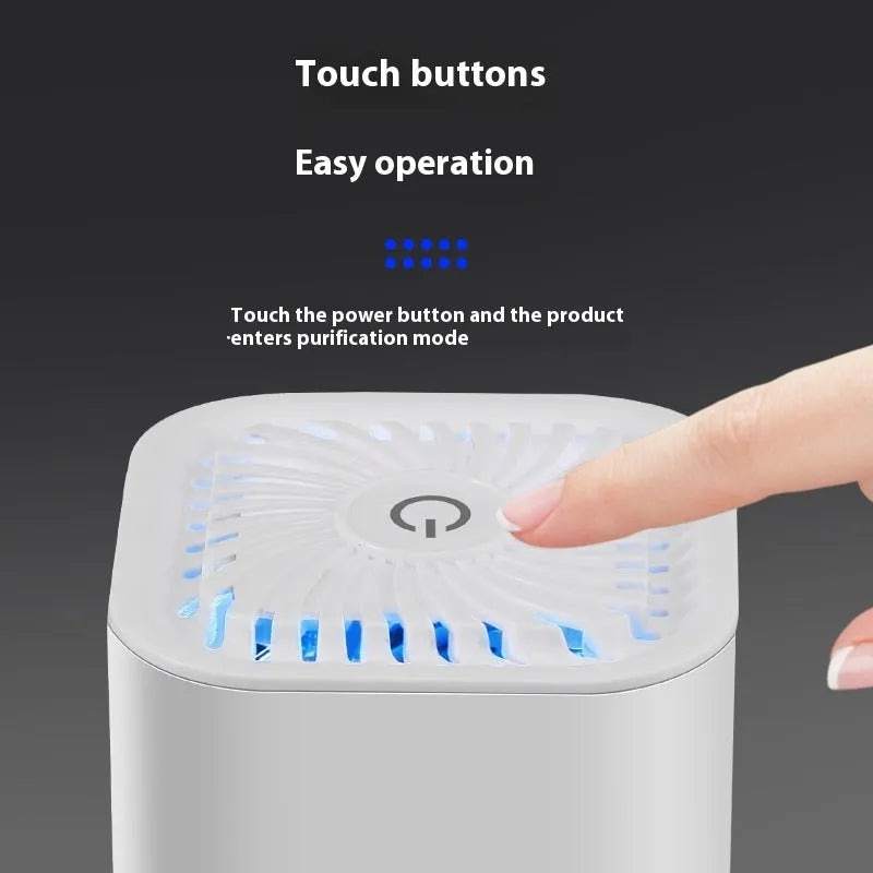 Mini USB air purifier in black or white for cars and small rooms